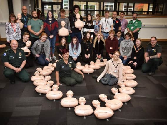 Yorkshire Ambulance Service visit students and staff at Scarborough Sixth Form College to provide CPR training