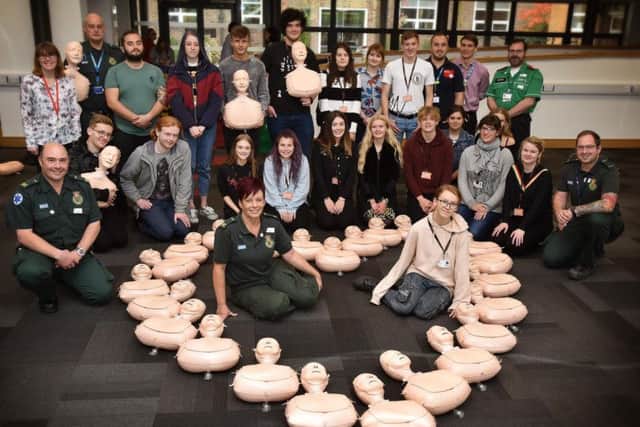 Yorkshire Ambulance Service visit students and staff at Scarborough Sixth Form College to provide CPR training