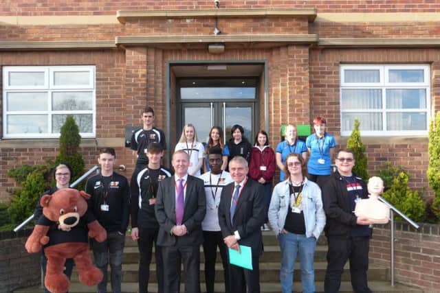 MP Robert Goodwill with students from Scarborough Sixth Form College