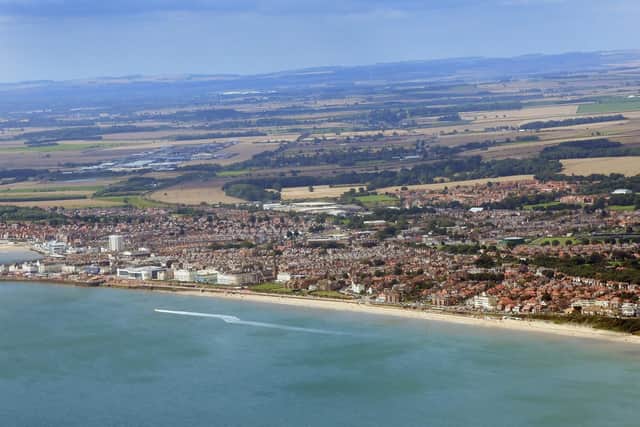 Can you spot the main buildings on the north side, from the new leisure centre to the Expanse Hotel?