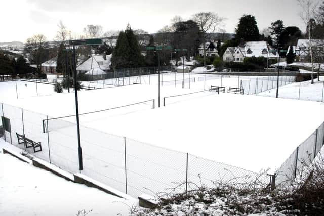 No play at the tennis courts in Scalby after snowfall in January 2010.