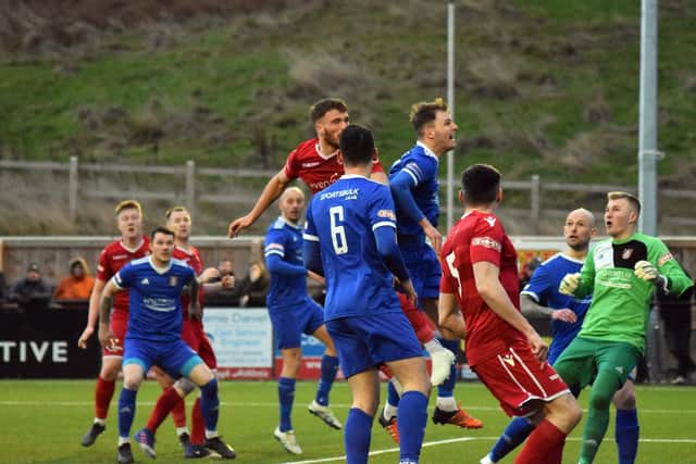 Boro attack the Farsley goal