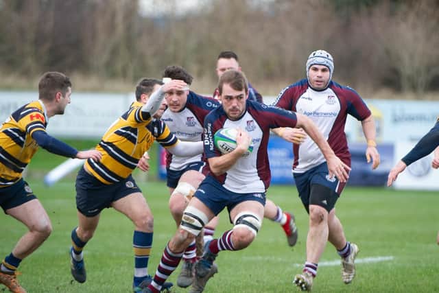 Ben Martin looks for a gap in the Leeds line