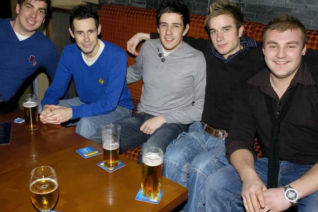 Doug from Chesterfield, Neil from Scarborough, Adam from Chesterfield, John from Chesterfield and James from Mansfield all out to celebrate Johns birthda