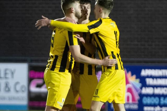 Robbie Scarborough celebrates a goal