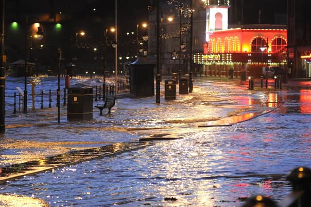 Tidal surge on Scarborough seafront, 2013
