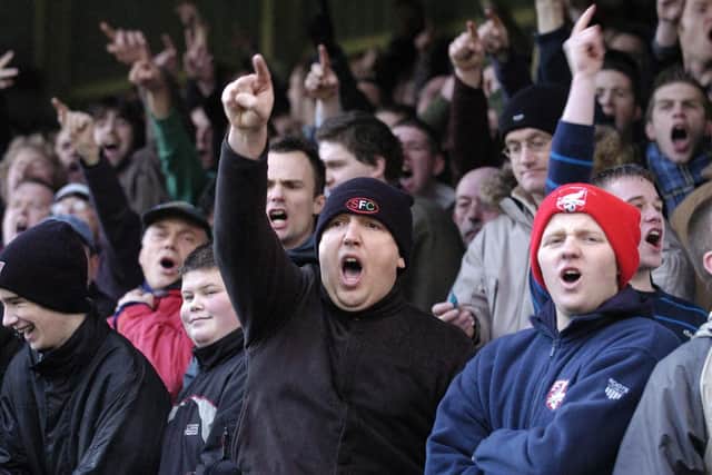 Boro fans cheer on their team on Boxing Day 2004