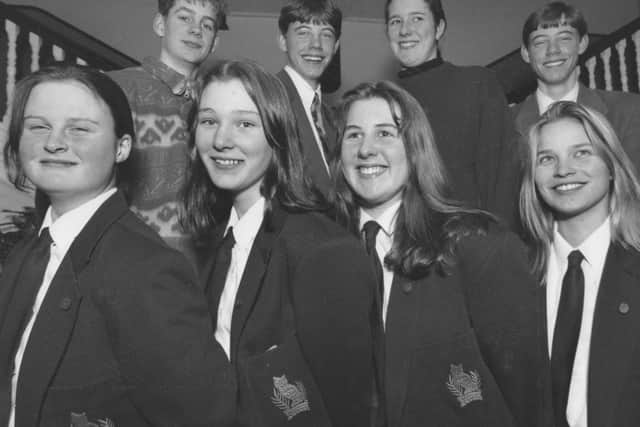Scarborough College pupils all passed their Duke of Edinburgh Awards in January, 1995, back from left: John Horlock (silver), Paul Jackson, Rachel Emmerson, John Jackson (all bronze); front: Sarah Bower, Catherine Brennand, Lucy Cammish and Sophie Wilson (all bronze).