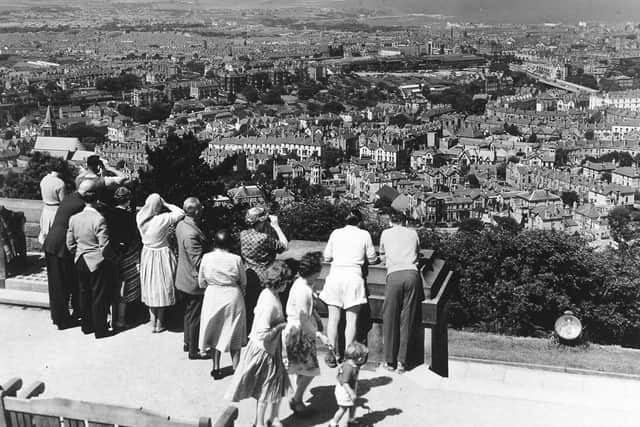 Enjoy the breathtaking view from near the war memorial ... as long as you've got breath left after walking up there. Driving up is less fun.