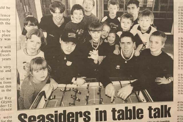 Boro players tackle youngsters at table football