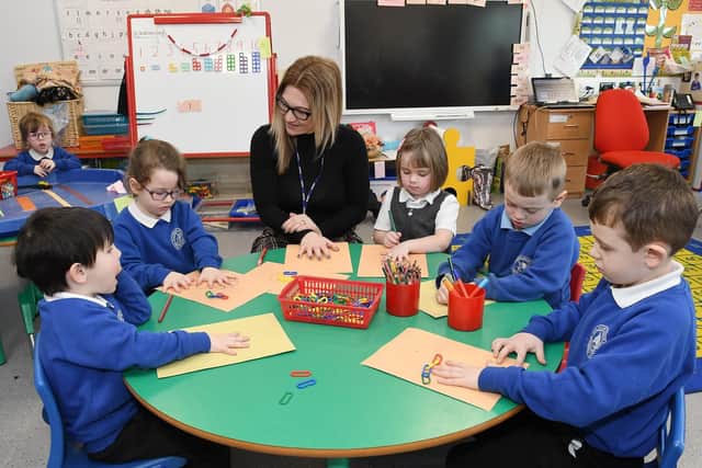 Members of Red Class with Mrs Woodmansey.