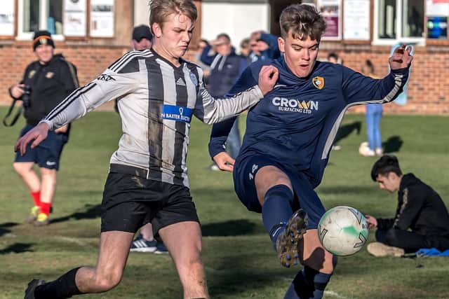 Sleights and Edgehill Reserves battle for the ball