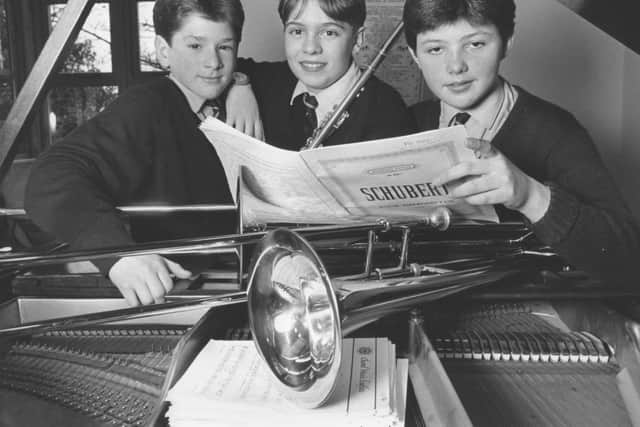 Back in January, 1993, these three Bramcote School pupils won places in a national orchestra, left to right, Henry Whitteon, Chris Ablett, and Matthew Pleydell-Bouverie.