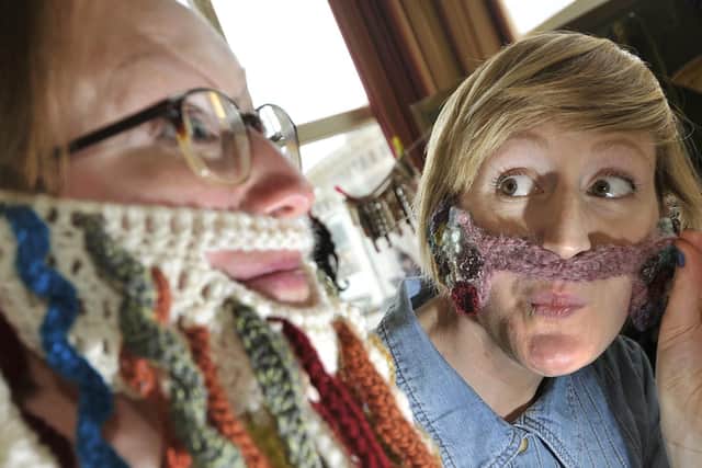 These ladies opted for the knitted beards.