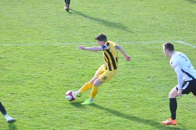 Boro's Michael Coulson fires in a shot