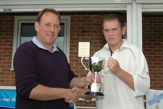 Matty Clay receives a cricketing award