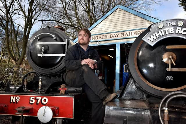 Steve Johnson, who lives with his partner Charlotte in Eastfield, always wanted to be a train driver. He visited the attraction when he was a boy and used to wipe down the seats of the carriages