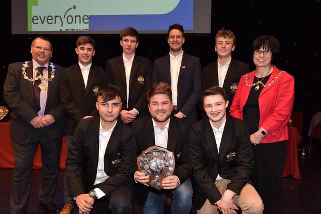 James Kirton with winners Folkton and Flixton Cricket Club and Mayor and Mayoress Joe and Margaret Plant