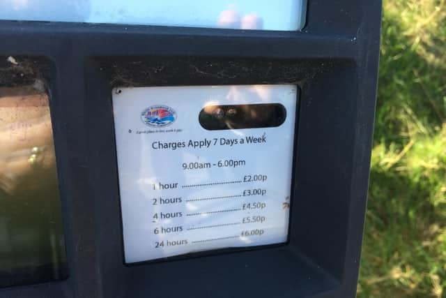 Parking is free from 31st October to 1st March ... then these charges apply.