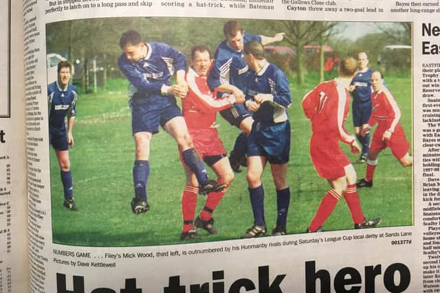 Action between Filey Town and Hunmanby United