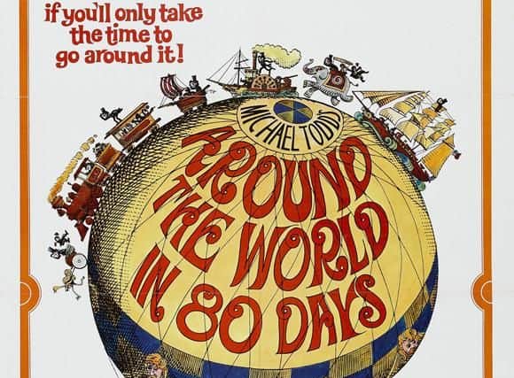 The original version, of course. A Victorian Englishman bets that with the new steamships and railways he can circumnavigate the globe in eighty days.

David Niven, Cantinflas, Shirley MacLaine are among the stars