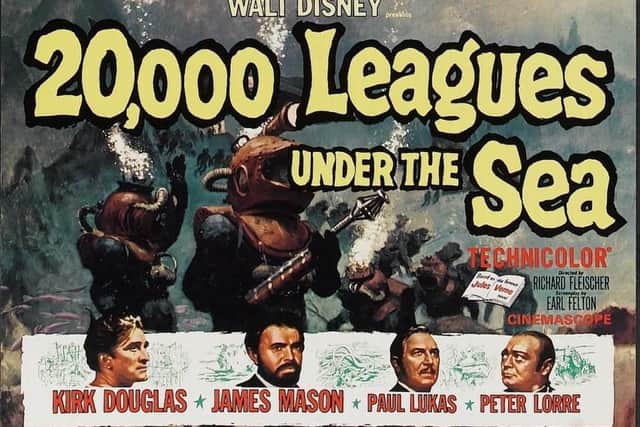 A ship sent to investigate a wave of mysterious sinkings encounters the advanced submarine, the Nautilus, commanded by Captain Nemo. The film was based on a book by Jules Verne.
Kirk Douglas, James Mason, Paul Lukas were among the stars.