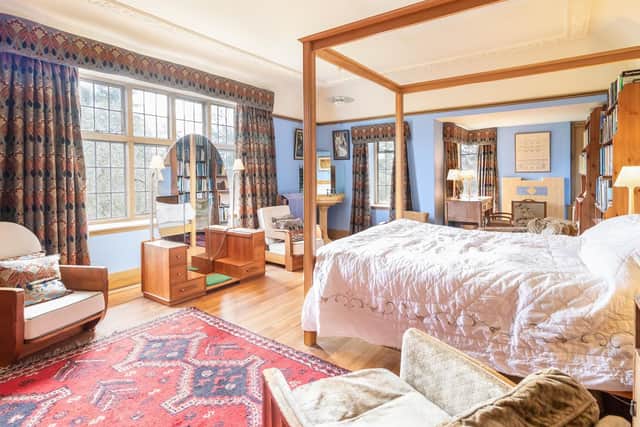 One of the bedrooms at the art-deco property