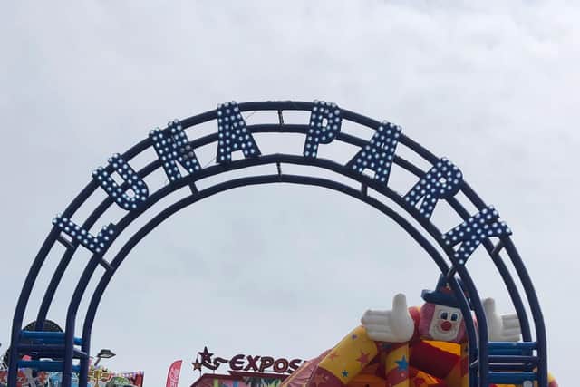 The amusement park is found at the end of South Bay near the harbour.