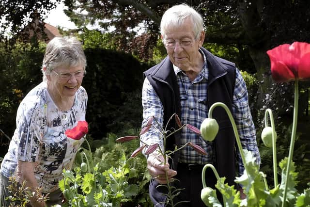 Jane and Andy Donovan tend to their garden.