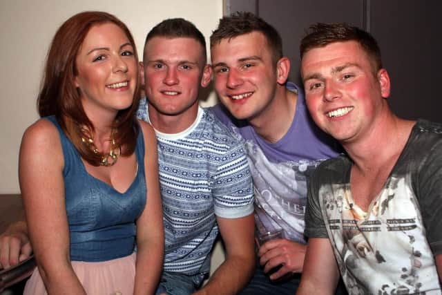 Sarah, Skinny, Jamie and Sam celebrating Skinny's birthday in 2013.