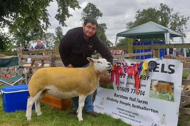 Steven Kirby from Barstow Hall Farm, Northallerton with his prize winning Texel Sheep