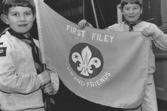 Filey Beavers Timothy Armstrong, right, and Robert Farrell are pictured with Filey Beavers new banner back in January 1995.