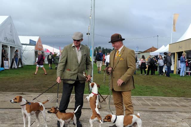 Dougie Winder and John Aldridge with their terriers.