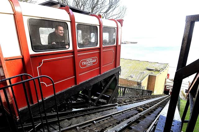 Mally Thorndyke readies the tram for descent