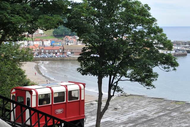 The trams make their way up and down from the beach