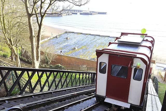 The tram in action heading towards the beach in South Bay.