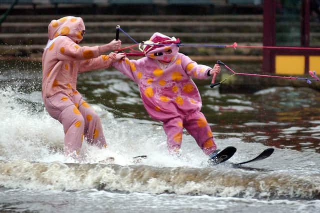 Mr Blobby, Batman and Robin and even a human pyramid could all be seen skiing on the lake in Peasholm Park putting on a show for spectators.