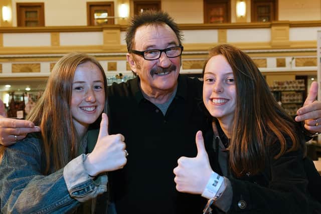 Skye Scott aged 17 and Morgan Hamilton 18 with Paul Elliott