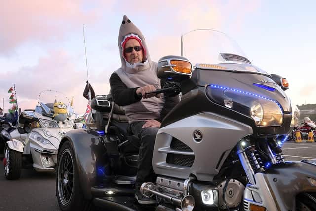 The Goldwings return for the light parade on Scarborough's seafront.