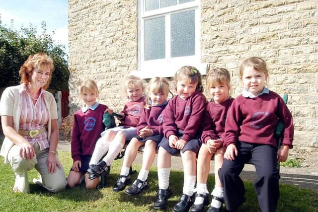 2003: Brompton School, Mrs Russell with Beth-Lauren Dowdeswell, Megan Williamson, Ellie Pearce, Phillipa Jackson, Emma Blakemore and Erin Woodhead.
