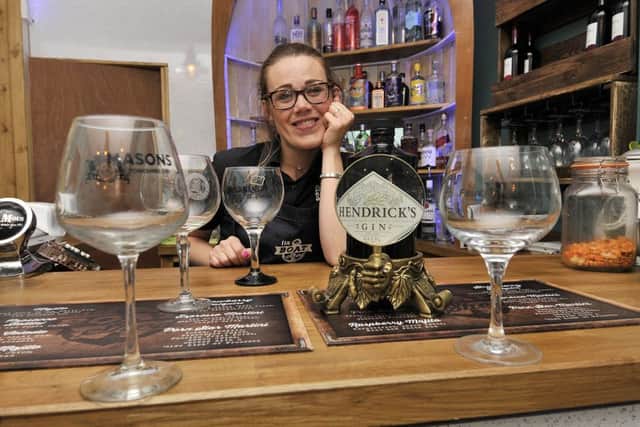 Michelle Burgess at the bar of the Boat Shed in Filey.