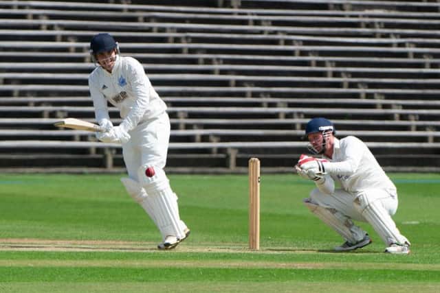 Ben Elvidge in batting action for Scarborough. Picture by Andy Standing.