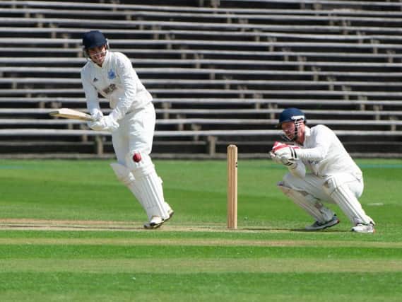Ben Elvidge in batting action for Scarborough. Picture by Andy Standing.