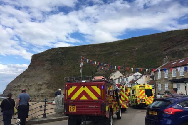 Emergency vehicles at the scene. Picture by Barbara Govan