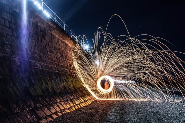 Wire wool spinning at Filey Beach
picture: Ron Ella.