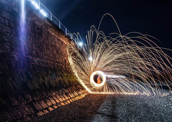 Wire wool spinning at Filey Beach
picture: Ron Ella.