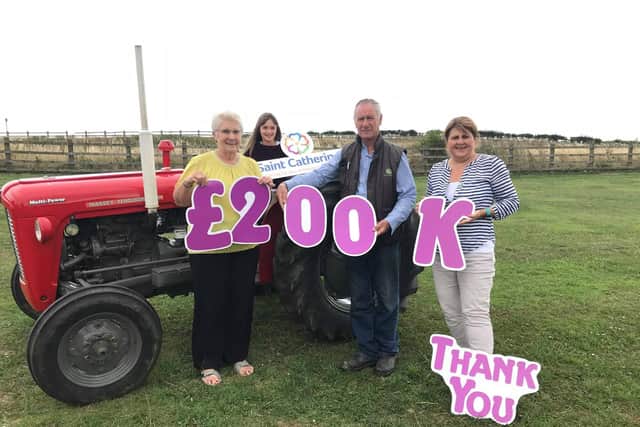 From left, Molly Oakley, Terry Brown, Phoebe Brown (on the tractor) and Debbie Kay from Saint Catherines