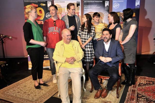 Sir Alan Ayckbourn and cast members at the launch of the 2018 SJT season.