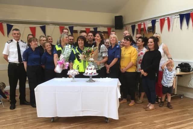 Colleagues and residents gathered at Bempton and Buckton Community Hall for the birthday surprise