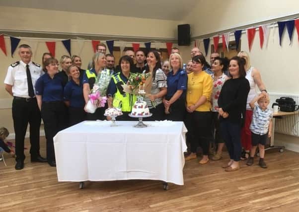 Colleagues and residents gathered at Bempton and Buckton Community Hall for the birthday surprise